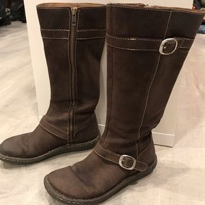 Born Mid Calf tall Suede Buckle Boots Brown 7.5